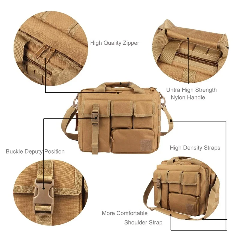 Imagem -05 - Tactical Molle Nylon Mochila Militar Messenger Shoulder Bolsa Laptop Bolsas Pasta Outdoor Multifunction Escalada Bolsa Novo