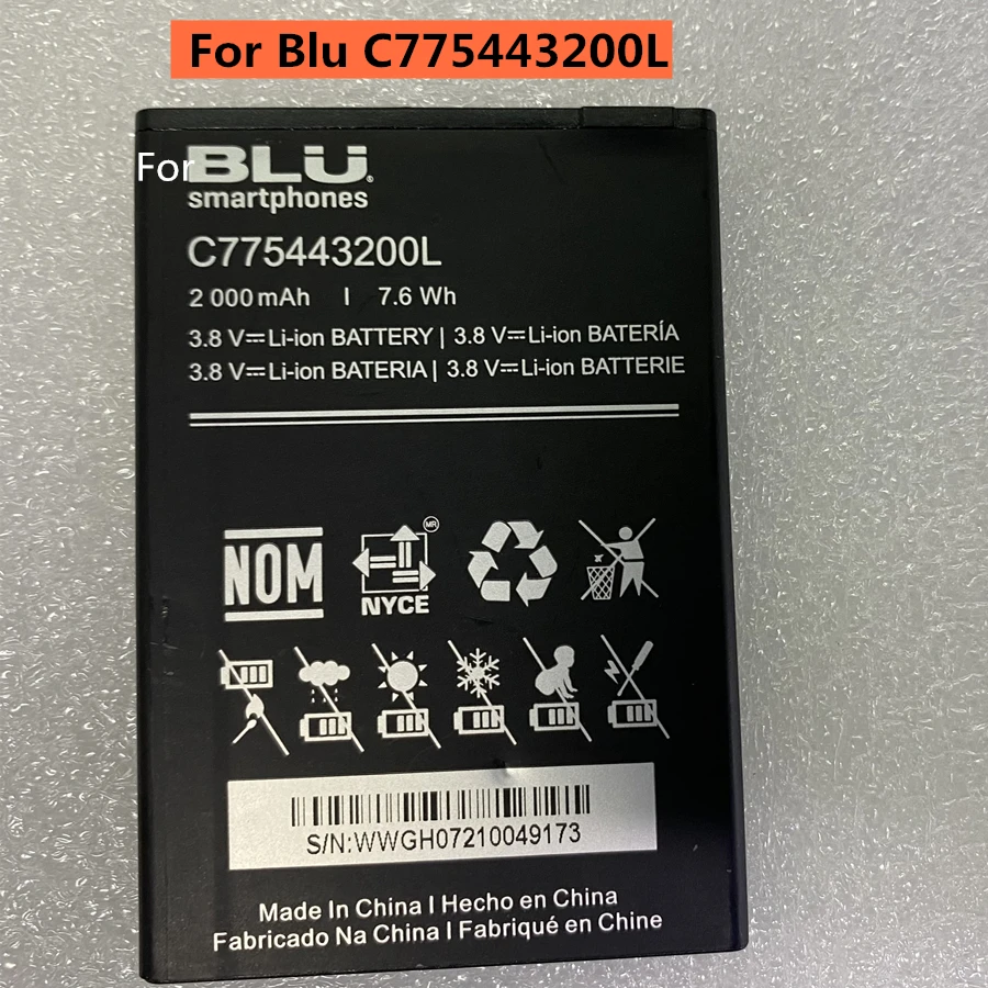 High Quality Battery C775443200L For Blu C5L C050 C0050UU 2000mAh Mobile Phone Batteria