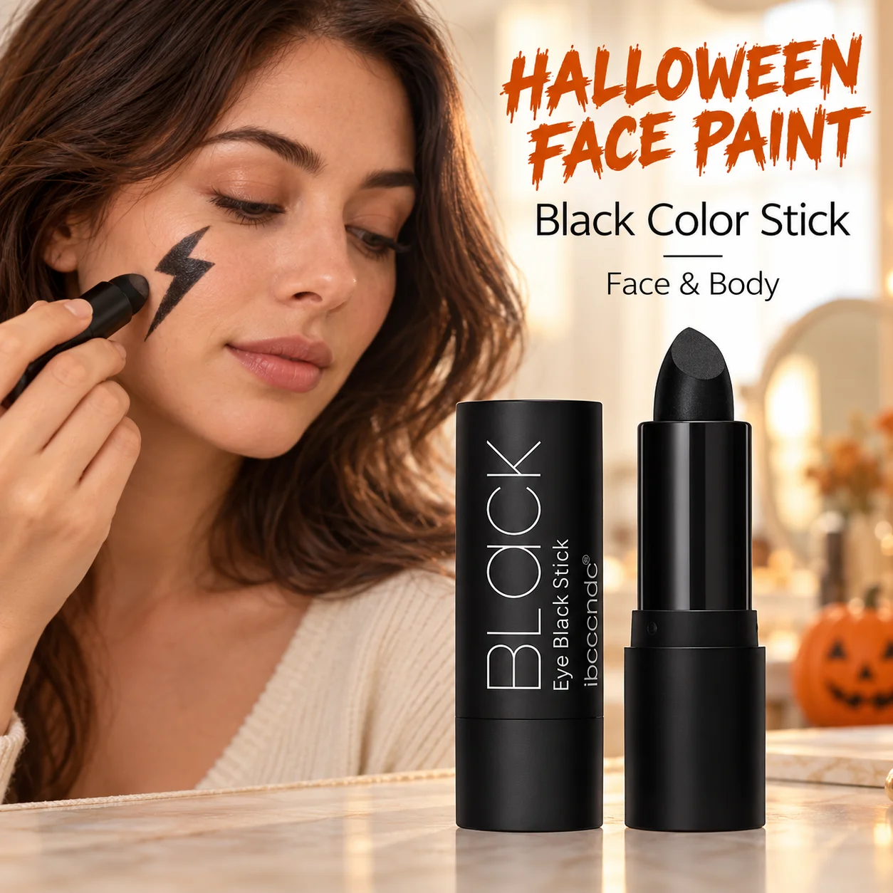 Black Face Paint Stick Waterproof Eye Black For Football And Baseball Makeup Halloween Face And Body Art With Angled Application