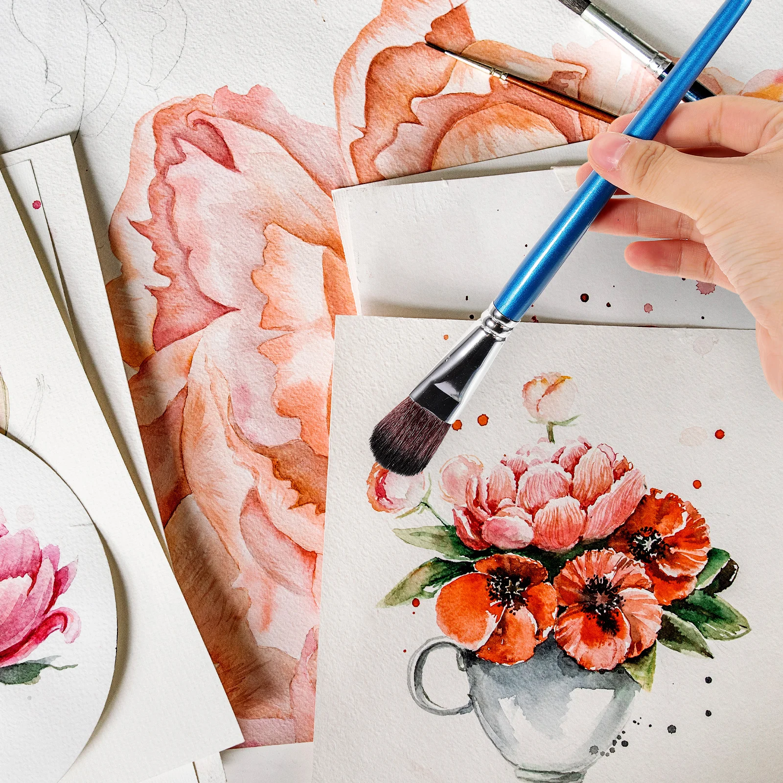

6pcs Short Wooden Handle Nylon Painting Brushes for Acrylic Watercolor Gouache Oil Painting Beginner Student Safe Educational