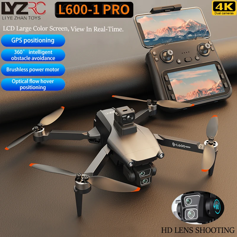 L600-1 PRO GPS Drone 25fps HD Dual Camera 360 Obstacle Avoidance  Remote Control With Screen Brushless Quadcopter Toys For Kids