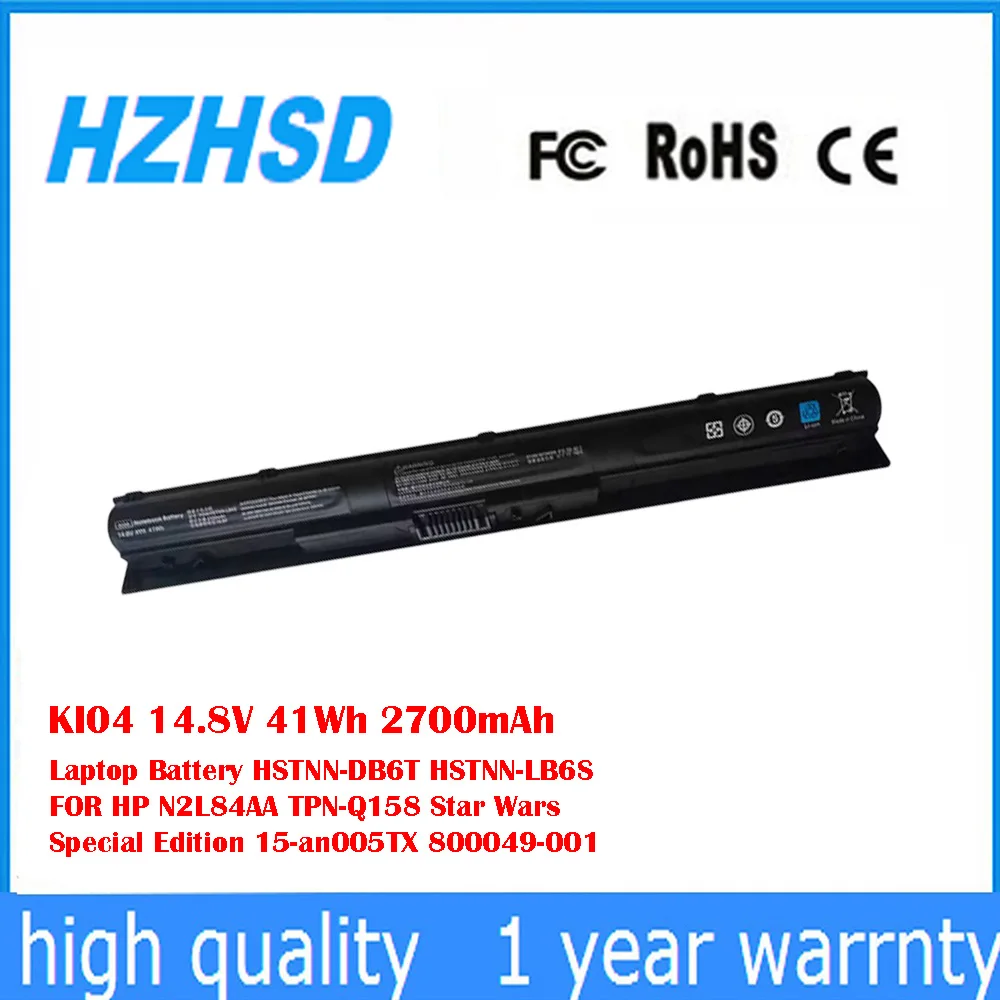 

KI04 14,8 В, 41 Втч, 2700 мАч, аккумулятор для ноутбука HSTNN-DB6T HSTNN-LB6S для HP N2L84AA TPN-Q158 Star Wars Special Edition 15-an005TX