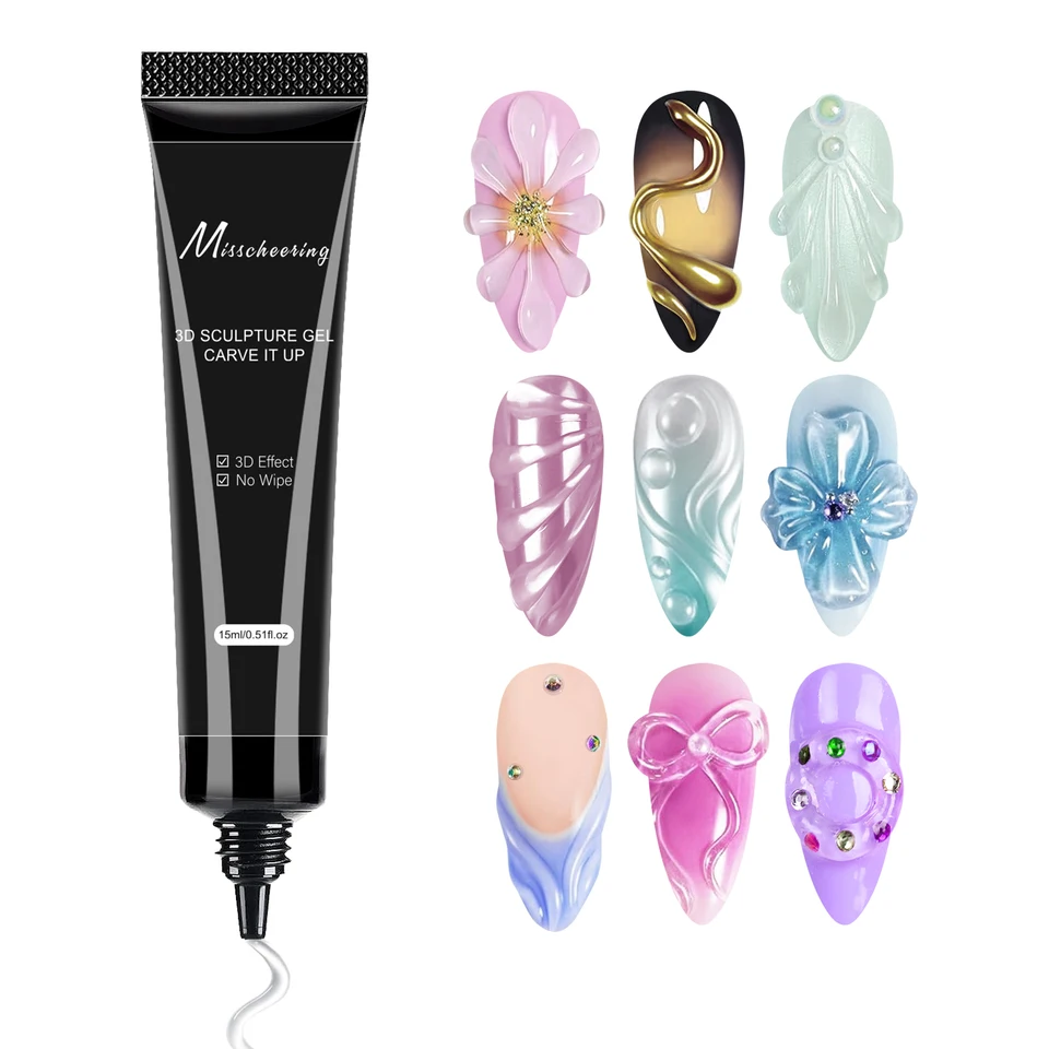 15ml Gel 3D para Arte de Uñas - Diseños DIY Impermeables, Gel de Escultura para Diseños Intrincados y Formas 2