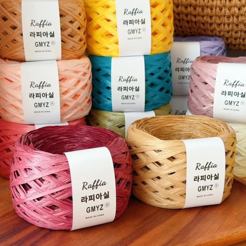 100g Multi Color Raffia Ribbon Yarn Natural Weaving Thread Handcraft Material for Gift Wrapping Basket Hat Flower Arrangement