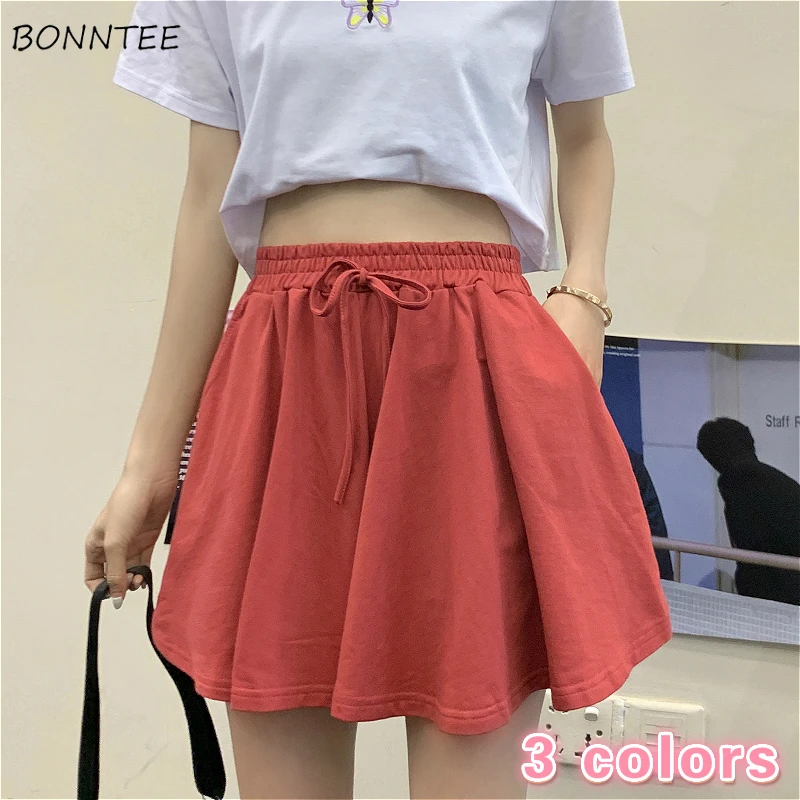 Shorts Women Lovely Trendy Summer Ulzzang Wide-leg Stylish Chic Sweet Girls Short All-match Pocket College High Waisted Womens