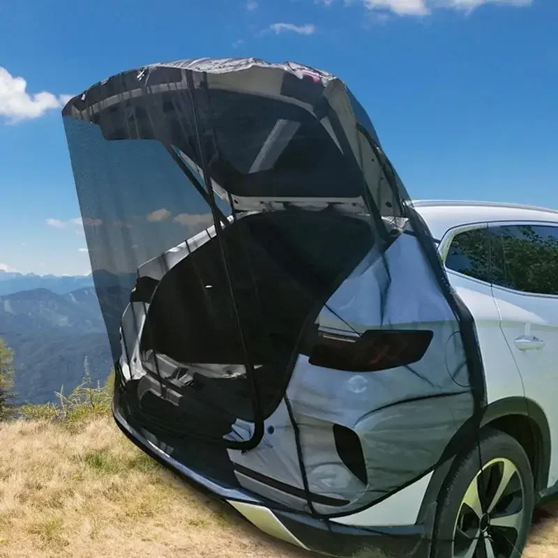 SUV Trunk Tailgate Mosquito Net Tent Car Tailgate Sunshade With Zipper Breathable Insect-proof UV-proof SUV Trunk Curtain