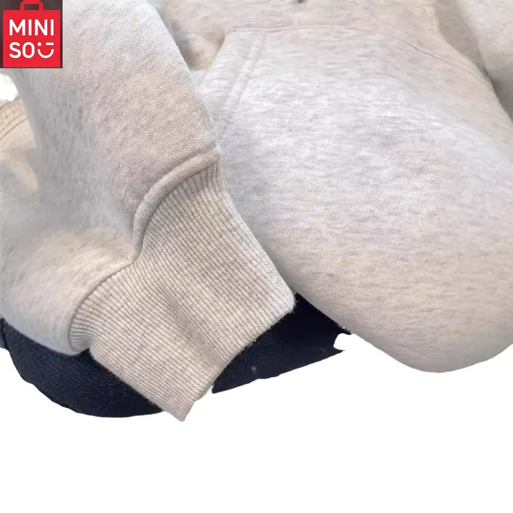MINISO جديد حسن المظهر غرزة مقنعين سترة الصوف سميكة فضفاضة كسول الرياح الخريف والشتاء للجنسين
