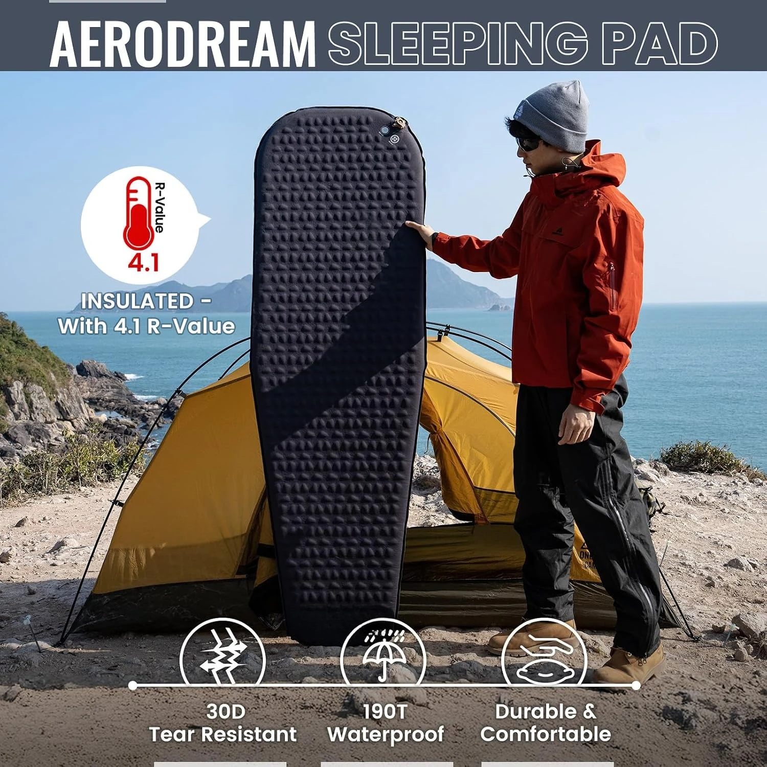 وسادة نوم للتخييم ذاتية النفخ - مراجعة Outdoor Camping Inflatable Tent وسعره