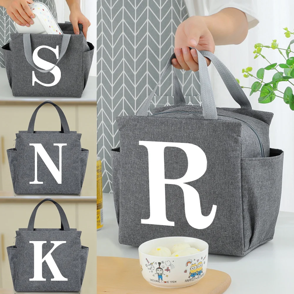 Insulated Lunch Bag Food Storage Office Bento Pouch Reusable White Series Thickened Cute Outdoor Travel Picnic Pack