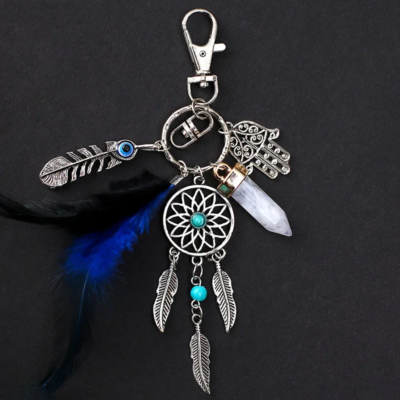 Handmade Craft Dreamnet Catcher Keychain Feather Tassel Jewelry Key Holder Dreamnet Pendant Car Wall Hanging Decoration Keyring