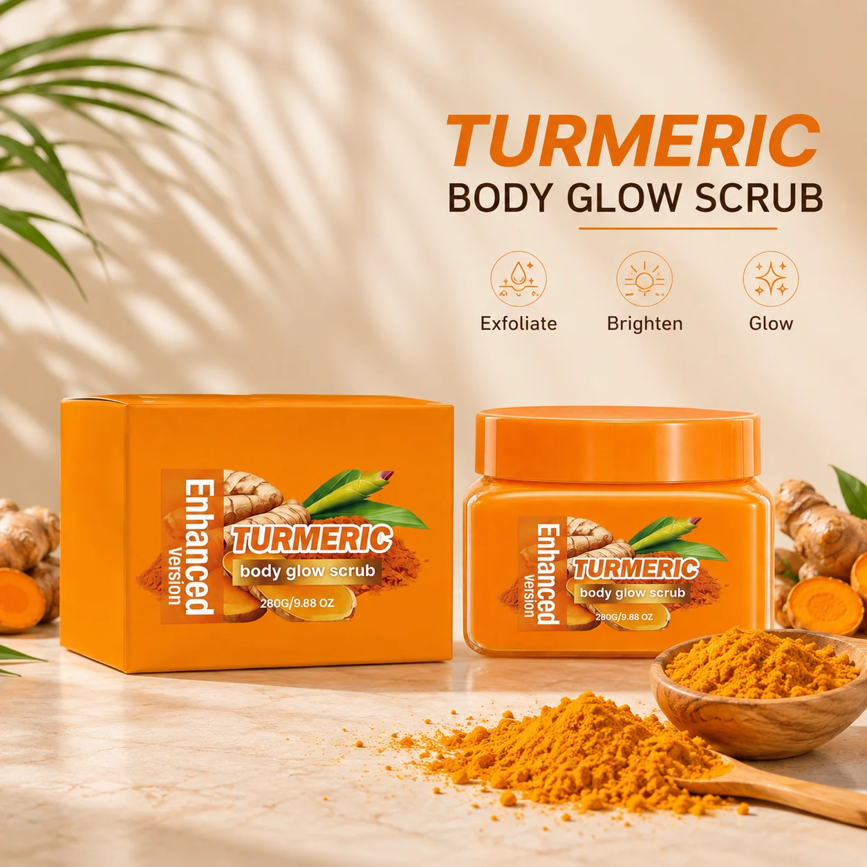 Organic Turmeric Exfoliating Body Scrub Deep Cleansing Brighten Skin For Inner Thighs Bikini Area Moisturizing Body Scrub Cream