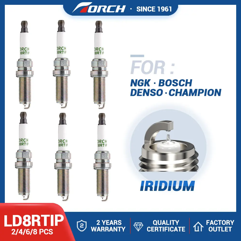 

2-8PCS Иридиевые свечи зажигания Torch LD8RTIP Replace for ILKAR8N8 DILKAR8L8D Denso VDCH22F TOYOTA 90919-01285 9091901285 Автозапчасти