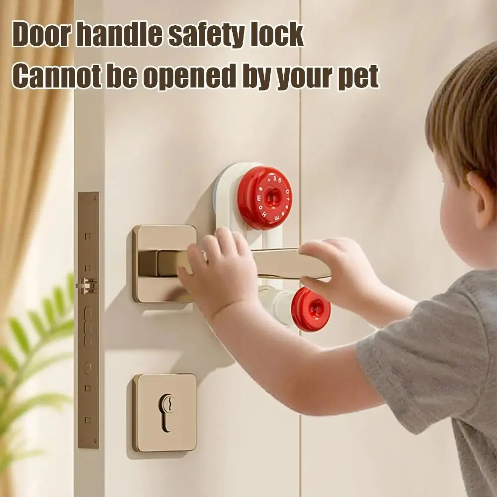 Suction Cup Door Handle Fixed Lock 3-Gear Adjustable Anti-Theft Unisex Safety Lock Easy Installation Anti-opening Door Lock