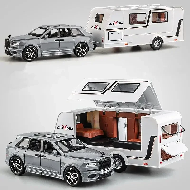 

1/32 Rolls Royce Cullinan RV Модель автомобиля из сплава, литой под давлением внедорожник, игрушка со звуком и светом, модель автомобиля для кемпинга для мальчиков, подарки