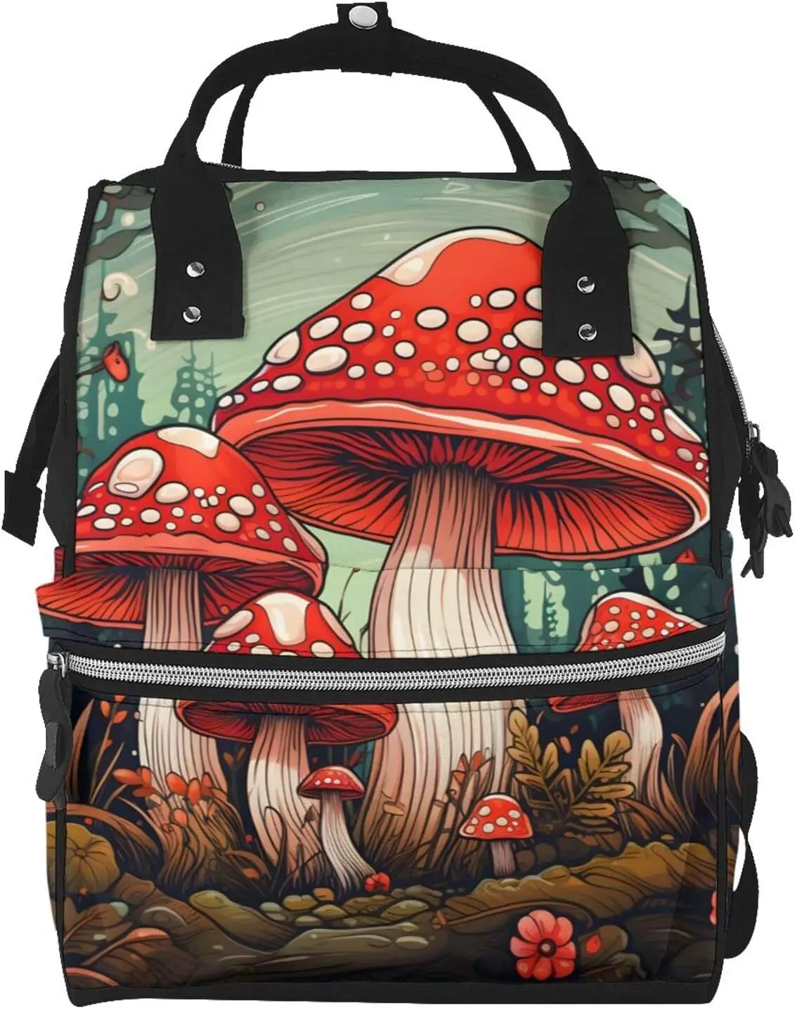 Mushrooms Print Diaper Bag Backpack for Women Multifunction Travel Nappy Bag Waterproof Mummy Backpacks
