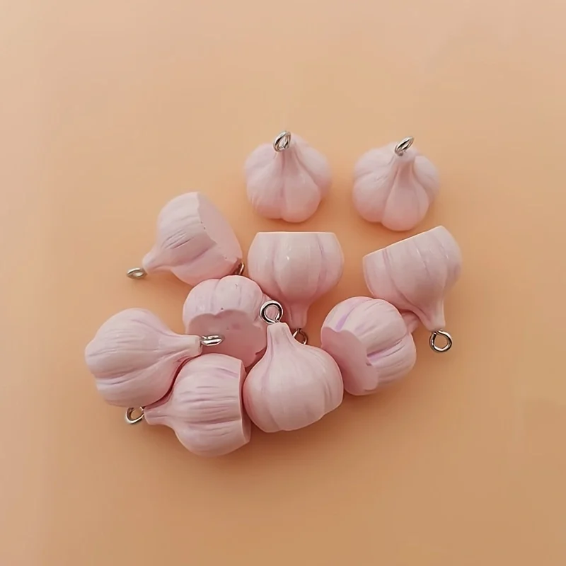 10pcs resin 3D garlic vegetable pendant, DIY jewelry making earrings, keychain accessories