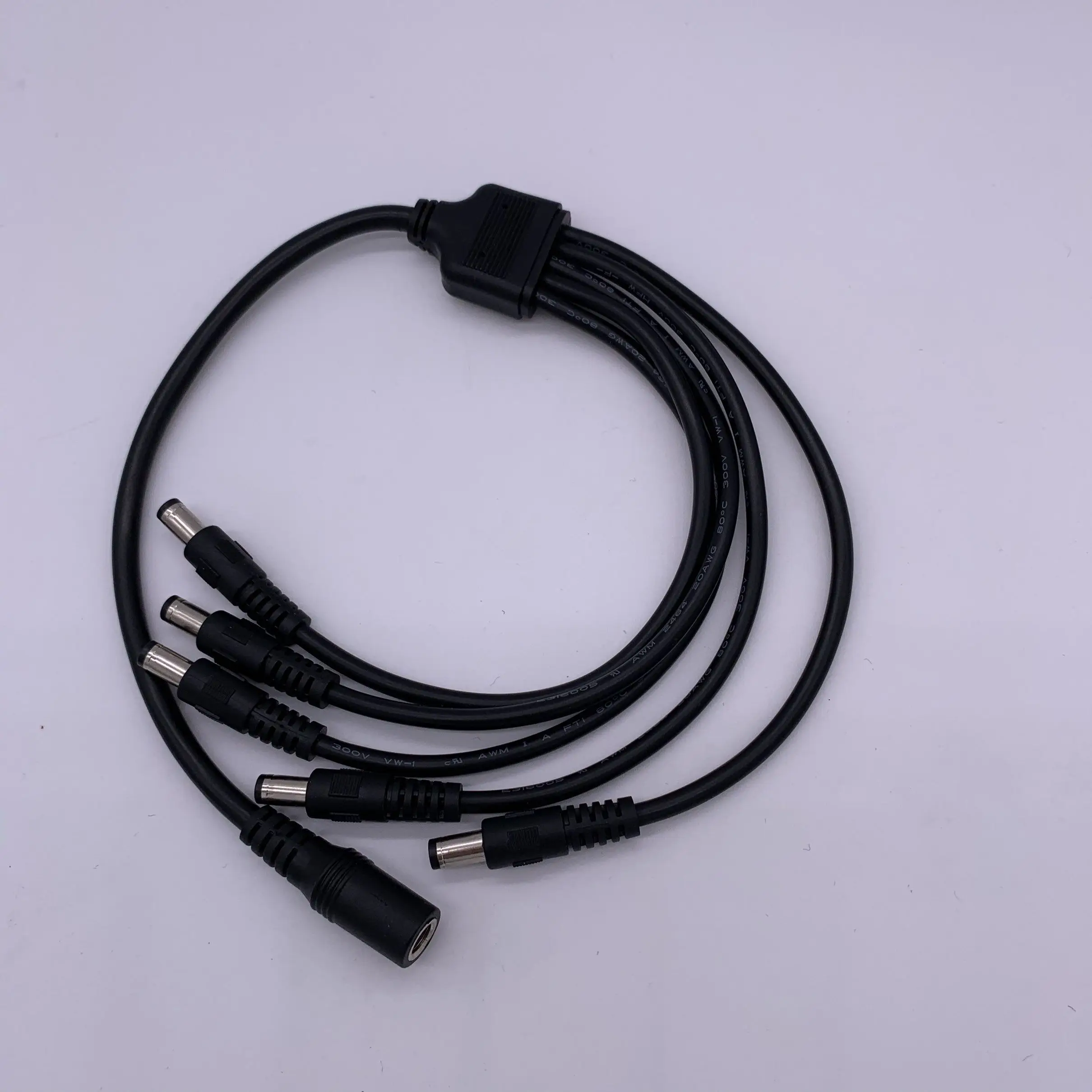 3pcs 30cm Black 2C*20AWG 5 Way Dc Power Splitter Adapter Cable for 12v 9v