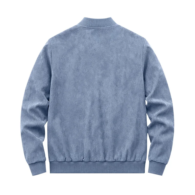Herren Herbst- und Winter-Freizeitjacke in Übergröße aus Wildleder mit Reißverschluss und Stehkragen, Langarm – Detail 39