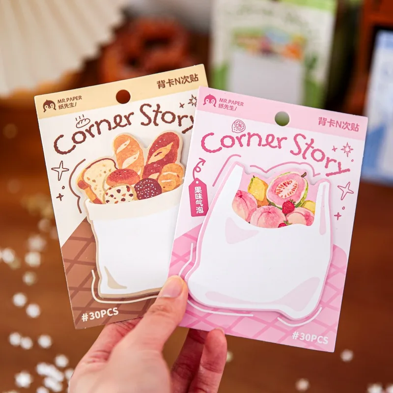 30pc Back Card N Times Sticker, Corner Story, Cute Pet Illustration Cute Student Office Sticky Note Book Memo Pad Sticky Notes