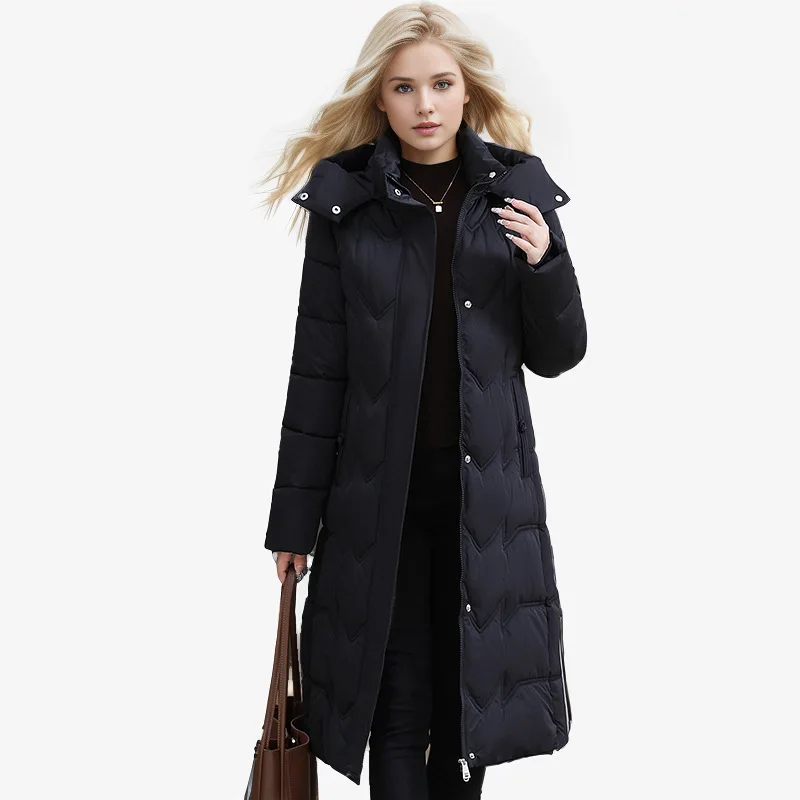 Cappotto Parka lungo da donna invernale Tinta unita Slim Fit Giacca imbottita con cappuccio da donna ispessita Cappotto taglie forti per signora