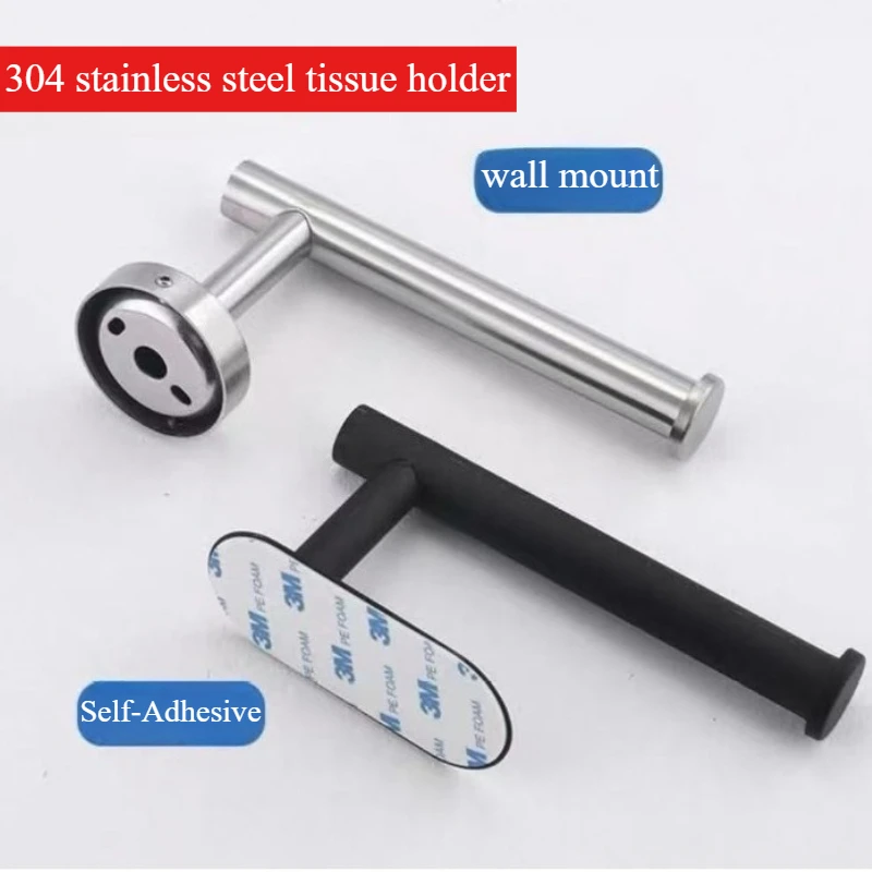 

black Toilet Roll Paper Towel Toilet wall Holder Stainless Steel Organizers holder bathroom Self Adhesive Punch-Free Rack Tissue
