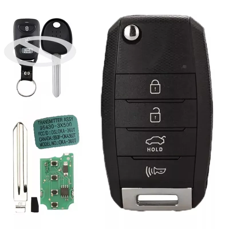 KEYECU 95430-3X500, 95430-3X50 ,OSLOKA-360T Upgraded Flip Remote Key 313MHz ID46 Fob for Hyundai Elantra 2011-2016