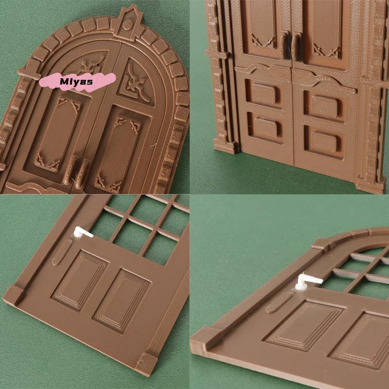 Modelo de puerta de estilo europeo a escala 1/12 para decoración de muebles de casa de muñecas, accesorios de construcción de microescena para casa de muñecas de simulación