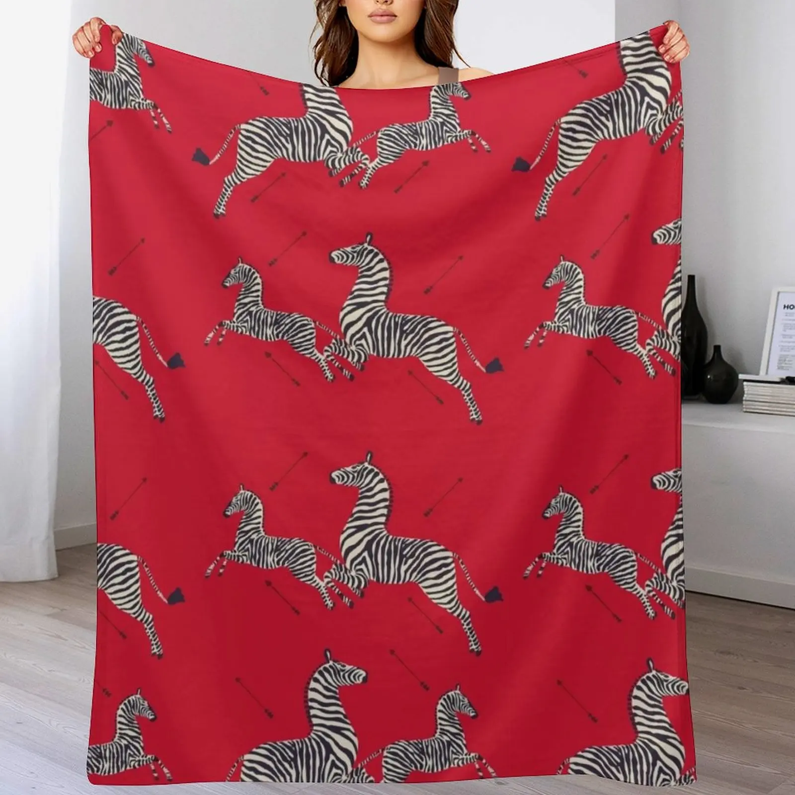 Scalamandr?? Zebra (red) / The Royal Tenenbaums Throw Blanket Multi Use Warm Blanket for Living Room Bedroom