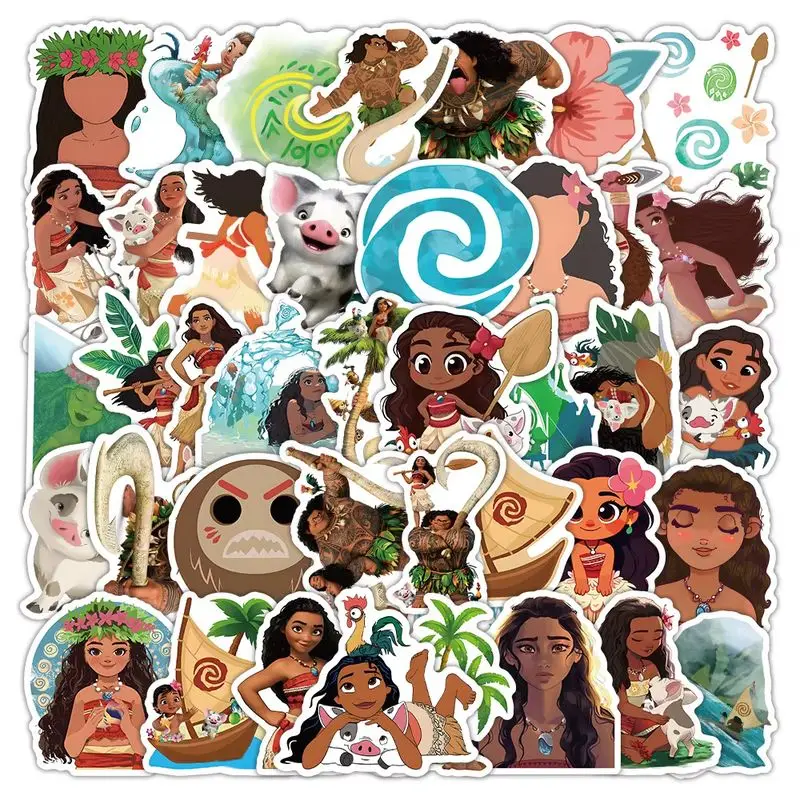 Disney Diy Aufkleber 52 Stück Set Moana 2 Maui Heihei ‌   Pua Cartoon Figuren Mädchen Tagebuch Dekoration Material kreative Gepäck Geschenkbox