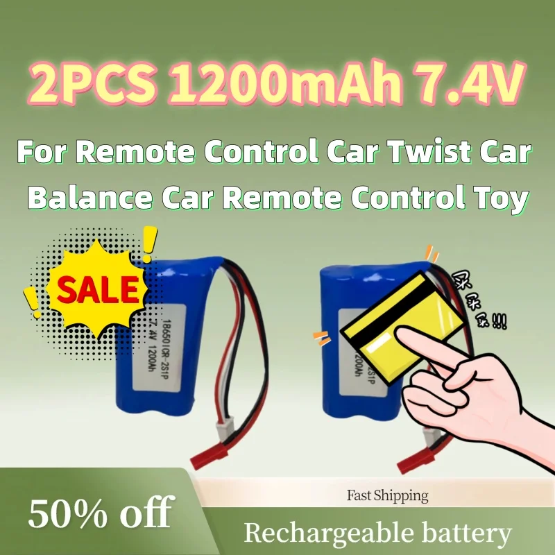

For Remote Control Car Twist Car Balance Car Remote Control Toy Grade A 2PCS 1200mAh 7.4V 15C 18650 Li-Ion Rechargeable Battery