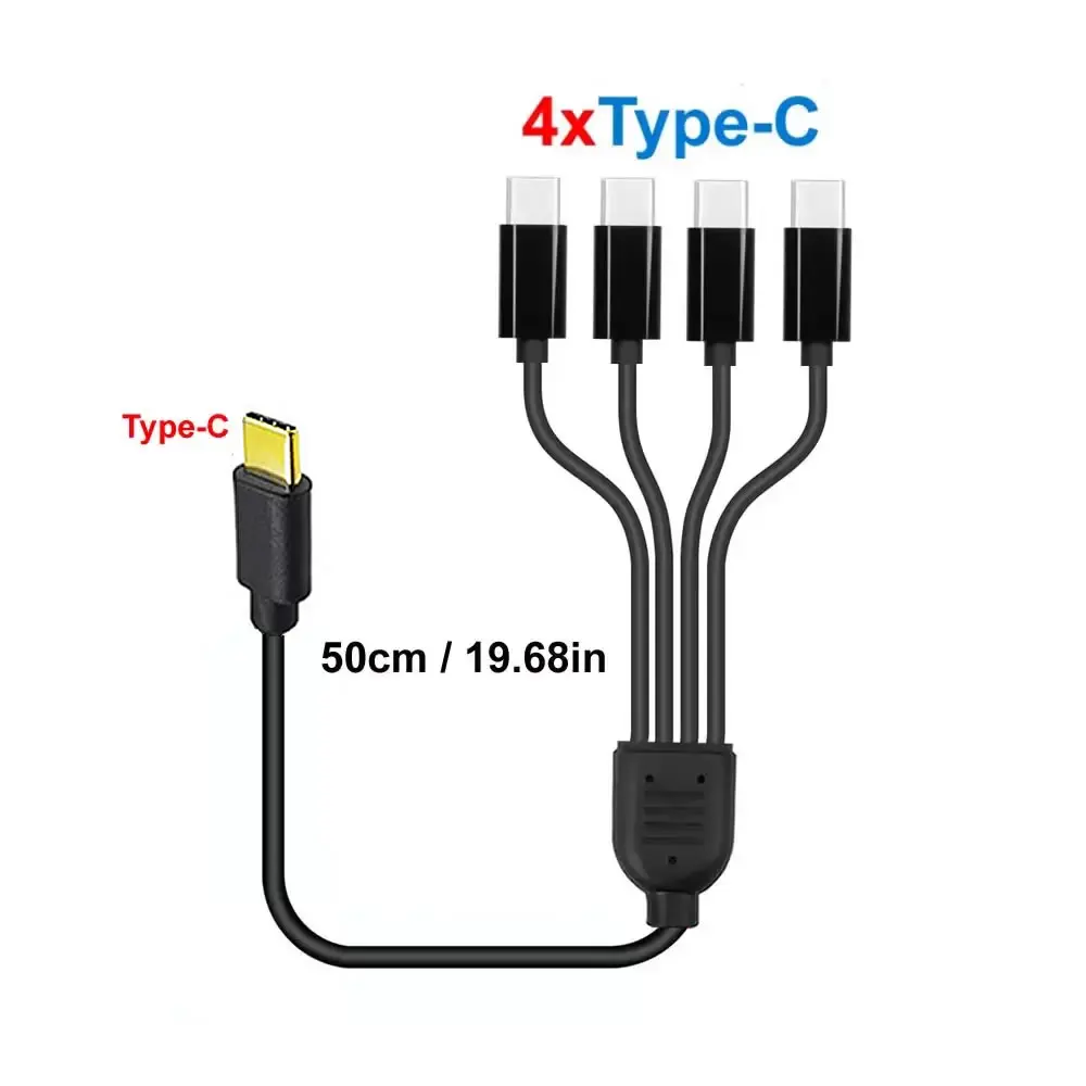 50 cm USB-C auf Typ-C Mehrfachladekabel 20 cm USB auf 4 in 1 Micro-USB-Splitter-Adapterkabel 5 V 4-Port-Typ-C-Splitterkabel