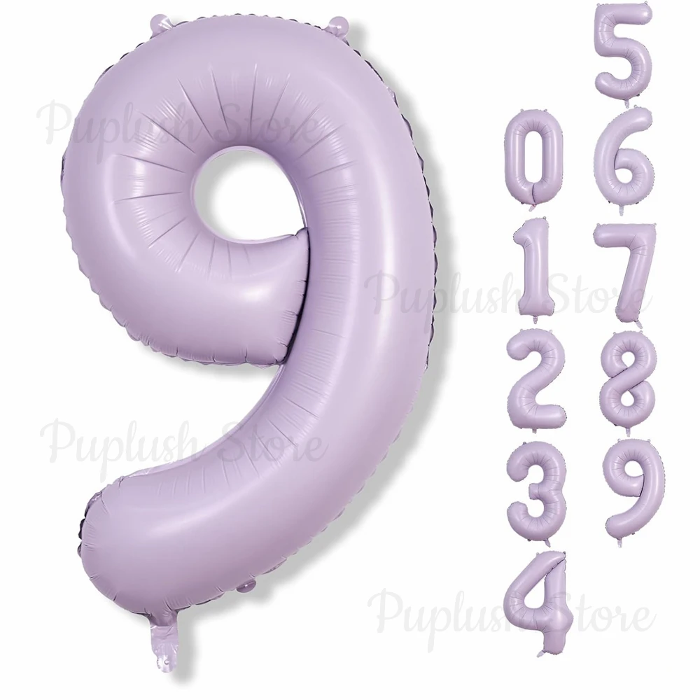 Ballons à chiffres violet crème 40 pouces, grand ballon en aluminium numéro violet Pastel 0-9 pour décoration de fête d'anniversaire et de mariage