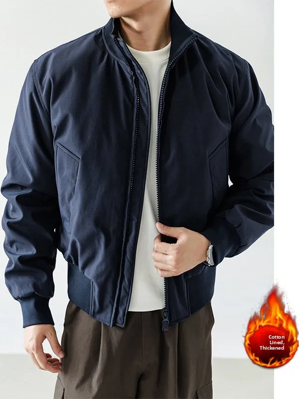 سترة طيران أمريكية الطراز للرجال، معطف قطني قصير سميك للخريف والشتاء، ملابس خارجية دافئة للشارع الراقي، ملابس كاجوال للراحة #4