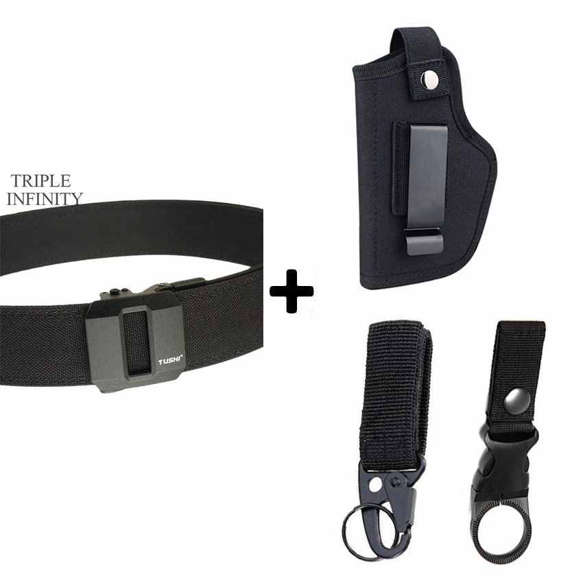 Sturdy Metal Automatic Buckle Hard Tactical Belt Double Layer Thickened Hanging Gun Belts For Men Outdoor 3.8cm Width Waistband