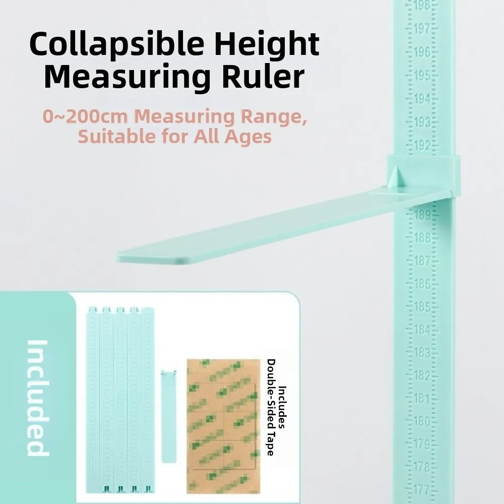 0-2M Height Ruler Wall Sticker Sliding Measuring Height Measurement Guage Meter Foldable High Precision Sliding Measuring Ruler