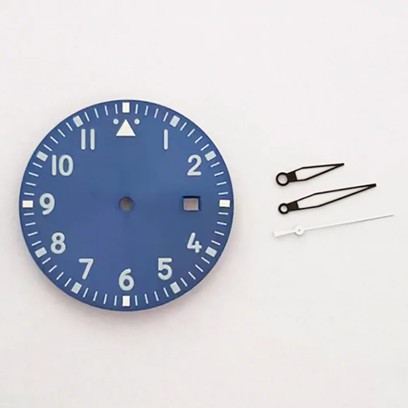 

33.5mm Blue, White, and Black Face Watch Hands Set Compatible with Miyota8215 / 8200 / 2813 Movement