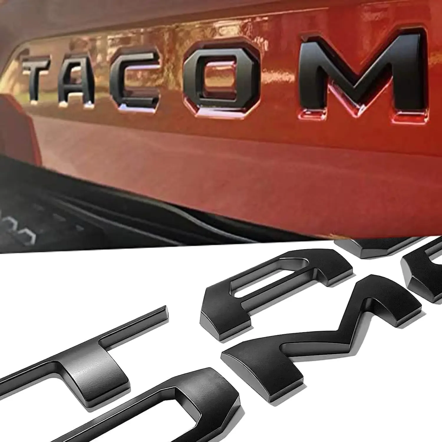 Etiqueta engomada del emblema 3d para Tacoma 2016-2023 letras de inserción de puerta trasera elevada 3d emblema decoración insignia calcomanía accesorios de coche