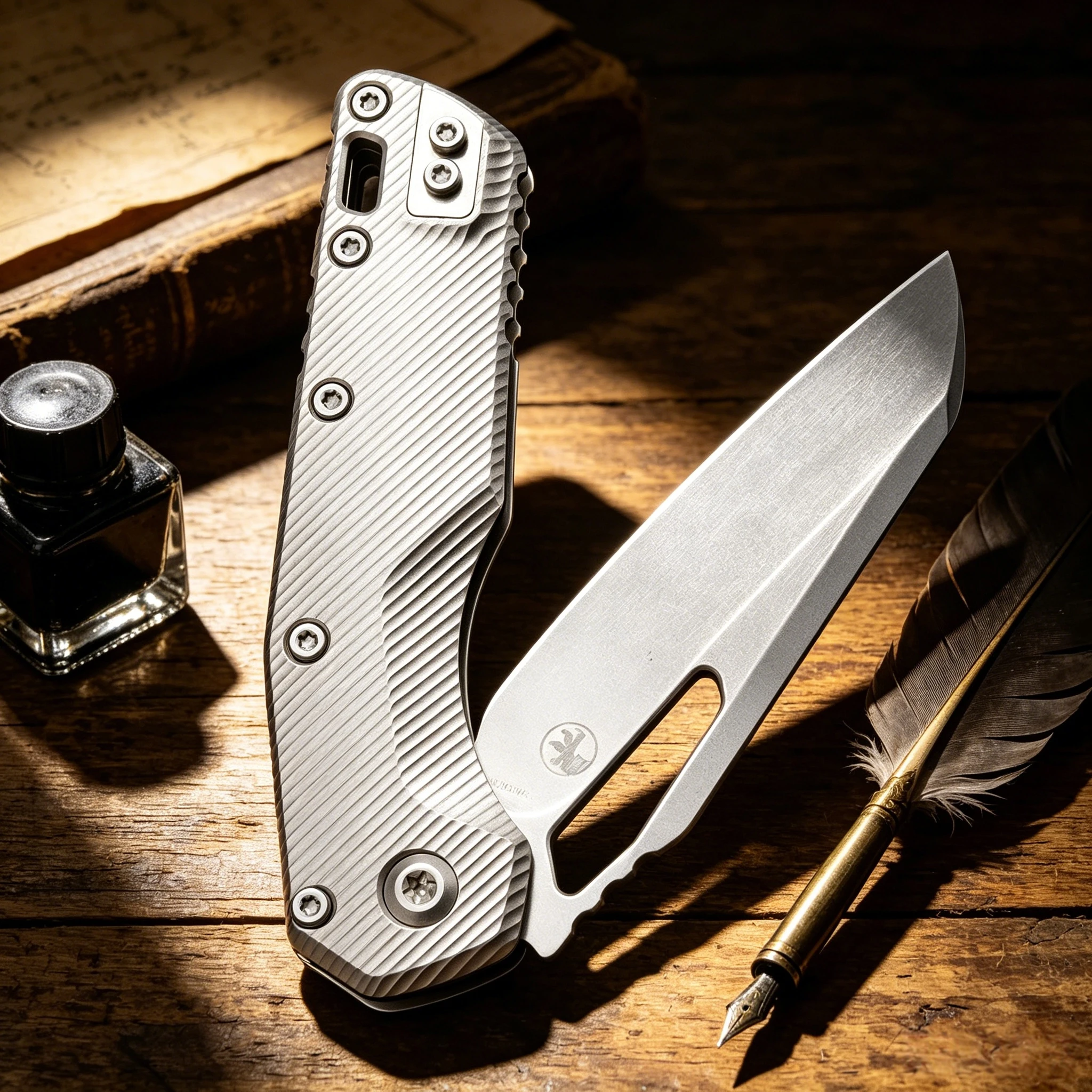Microtech MSI M390MK High-Quality Folding Knife Titanium Alloy Handle Customizable EDC Collectible Steel Knife