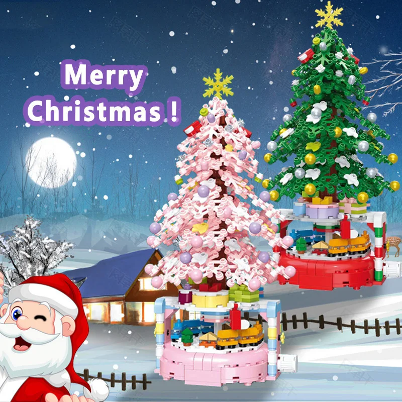 

MOC Christmas Tree Potted Building Blocks Assembled Kids Toys Party Ornaments Educational DIY Model Bricks Xmas Holiday Gifts