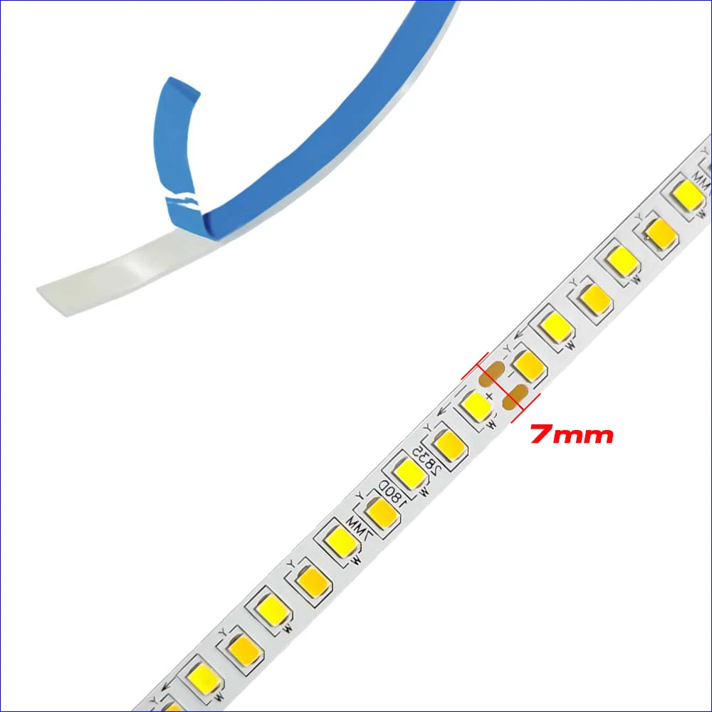 Fita LED cinto de luz com 2 juntas de solda, 2835-7mm, 180D, 5B9CX2, 2835, corrente constante, 18W x 2, 3 cores