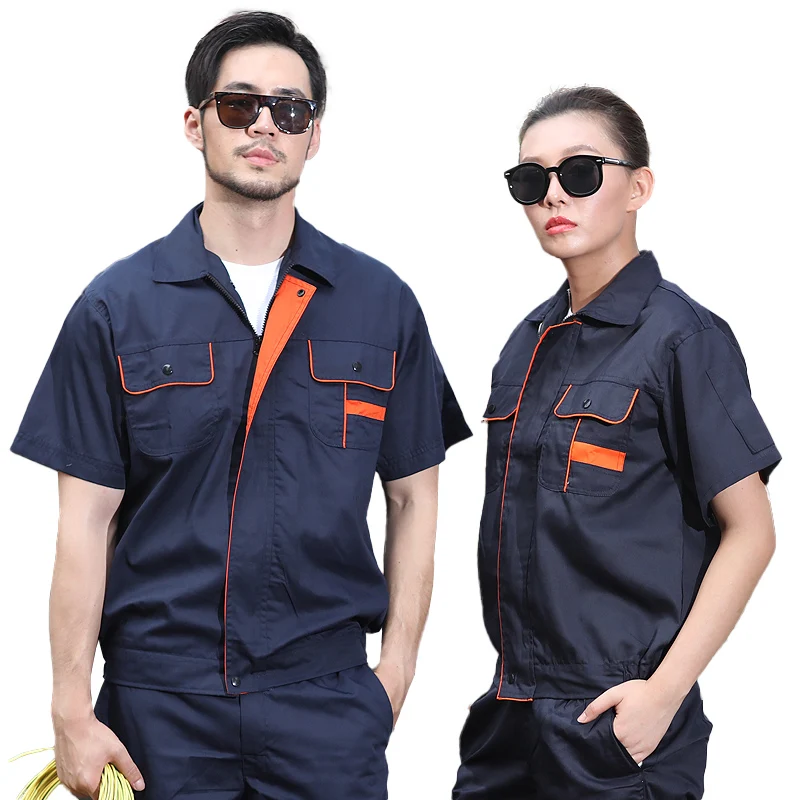 

Summer Short Sleeve Overalls Men's Auto Repair Workwear Engineering Uniform Factory Uniforms Workshop Maintenance Clothing Tops