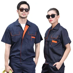 Summer Short Sleeve Overalls Men's Auto Repair Workwear Engineering Uniform Factory Uniforms Workshop Maintenance Clothing Tops