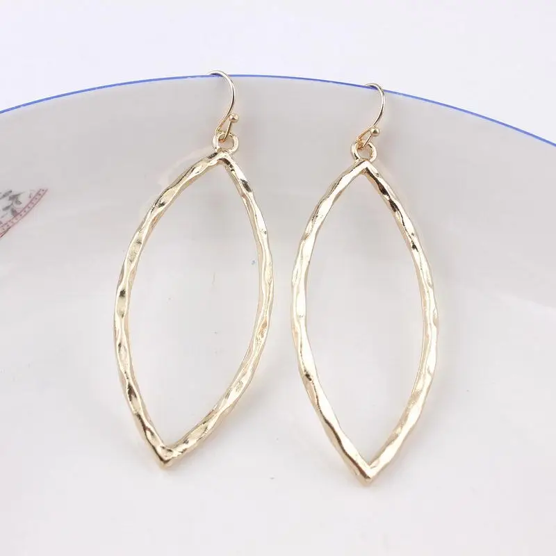 Hammered Metal Oval Geometric Dangle Earrings Women Minimalism Hallow Out Eco-Friendly Moroccan Jewelry Gifts Wholesale