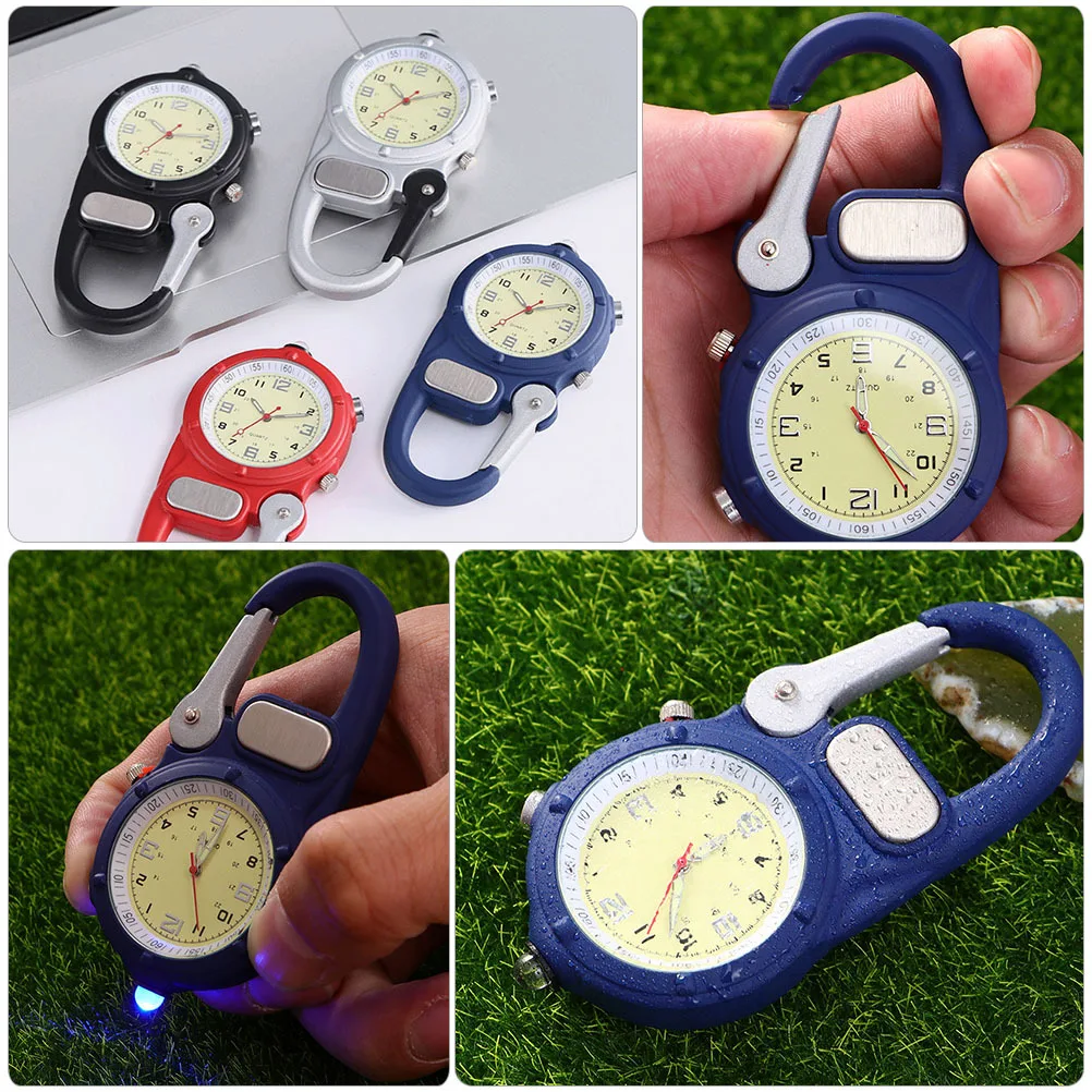 Climbing Pocket Watch Led Light Clip Watch For Hiking Camping Outdoor Sports Buckle Design Portable Luminous Waterproof