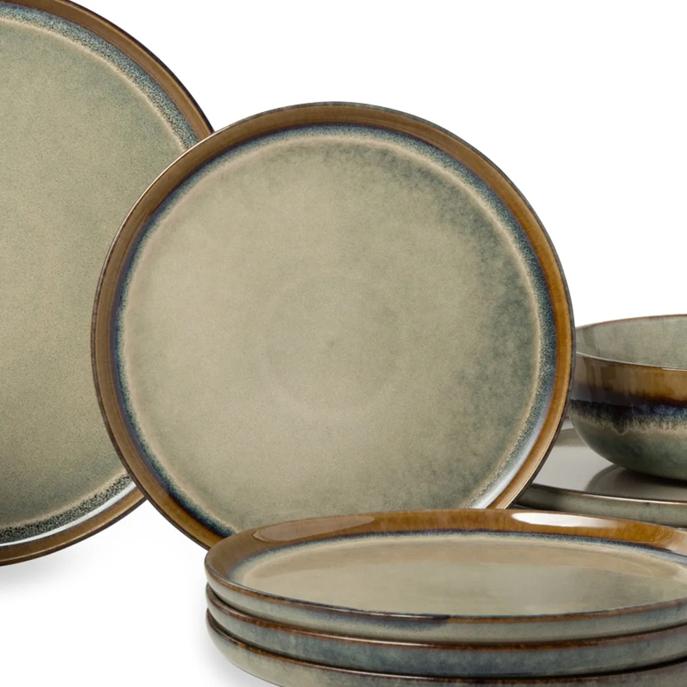 طبق سلطة مستدير من السيراميك، آمن للاستخدام في غسالة الأطباق، آمن للاستخدام في الميكروويف، أواني طعام ريفية متينة، مثالية لخدمة المقبلات والأطباق الجانبية #3