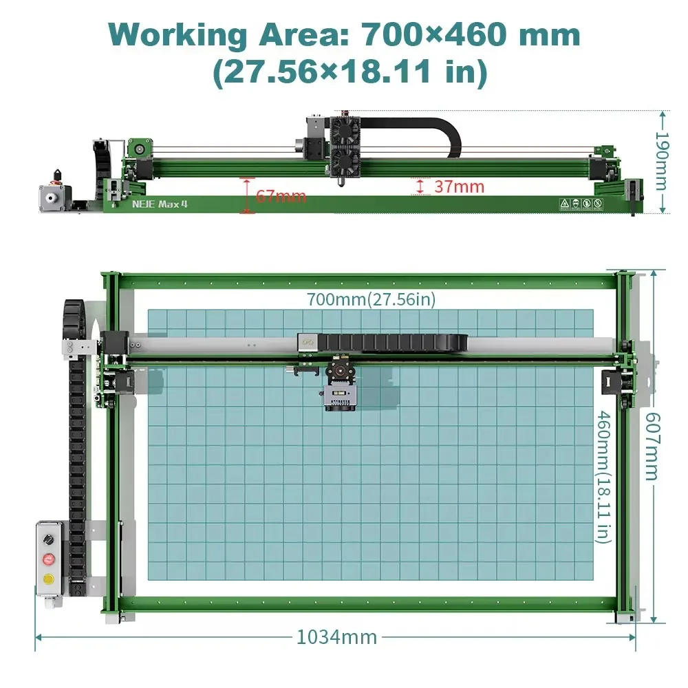 NEJE Max4 V2 E80 High Power Engraving Machine Wood Router Desktop 4 Axis Industrial Engraver Cutting Machine view 5