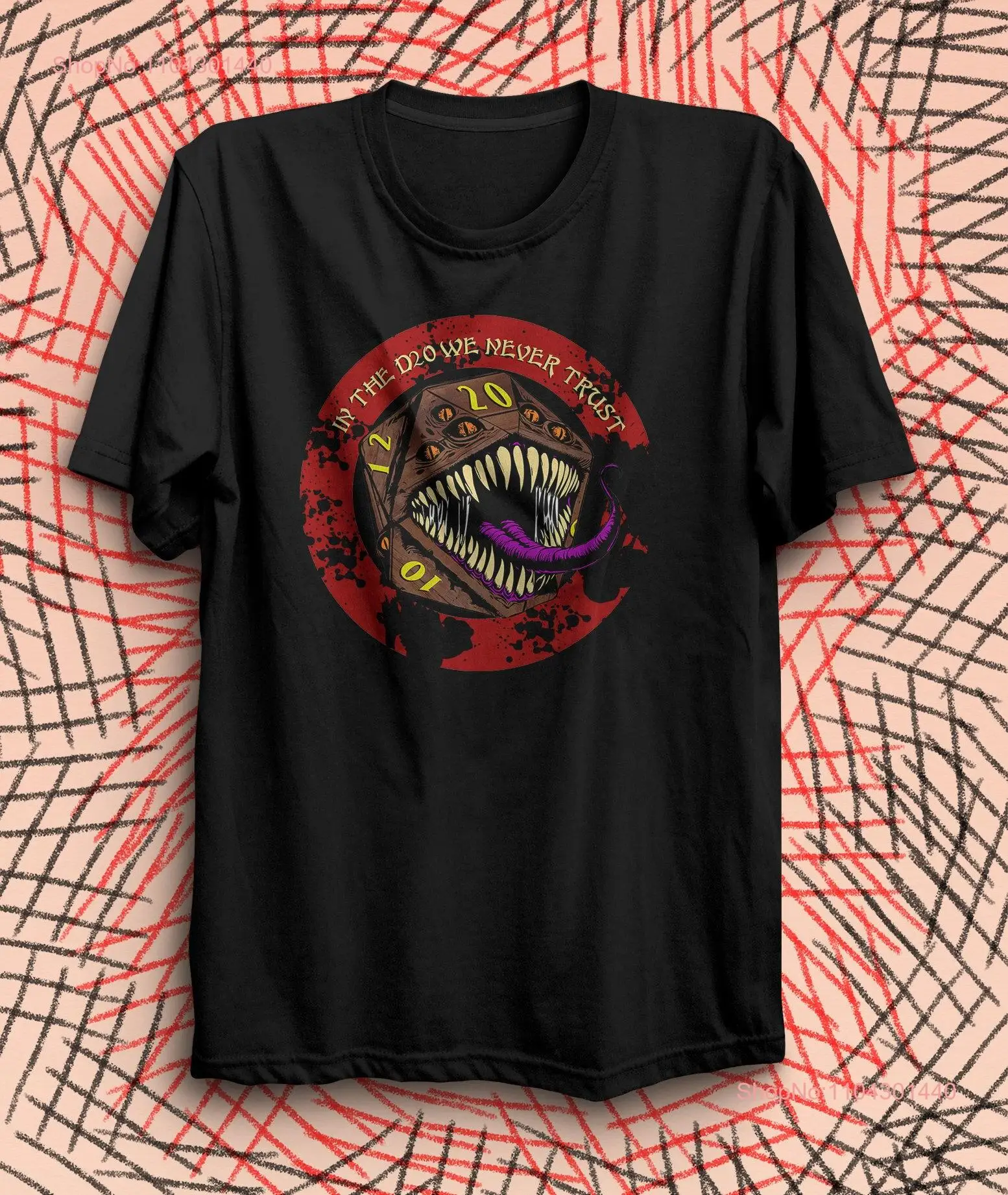 Never trust the D20 mimic t shirt Dnd classic iconic monster tee dice tabletop role playing fantasy nerd geek humorous