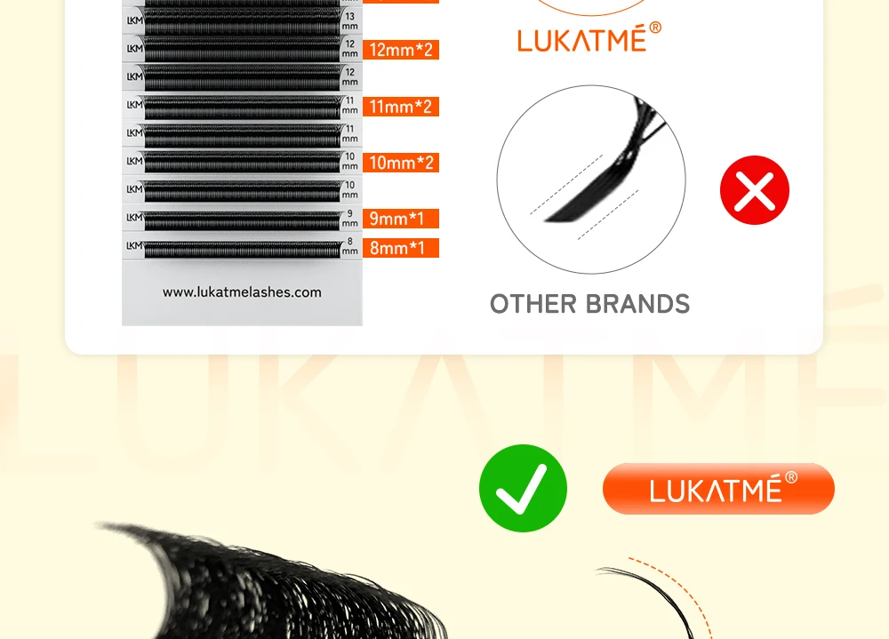 LUKATME U-Form 6D Kleeblatt Wimpernverlängerungen, vorgefertigte Fächer, schwarze C/D-Curl, weiche, flauschige, dimensionale Wimpern 8-15mm für den Salon – Detail 7