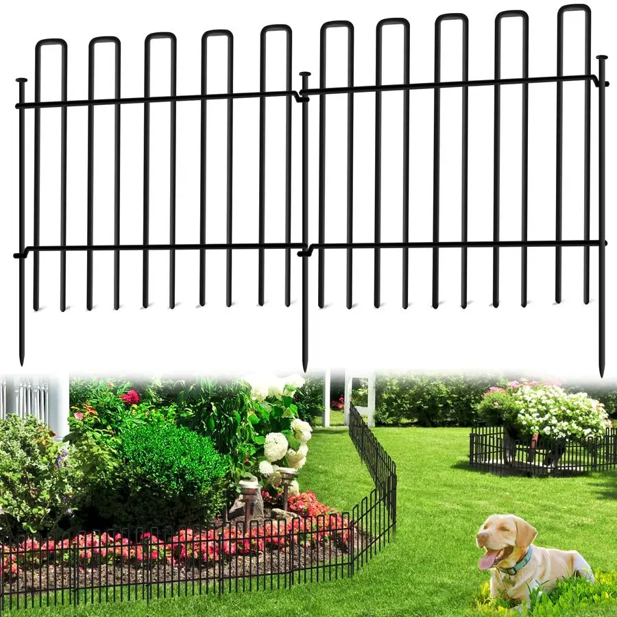 

Panels No Dig Animal Barrier Fence, 13inH x 37ftL Garden Edging Border Fencing, Rustproof Metal Stakes Decorative Garden Fence,