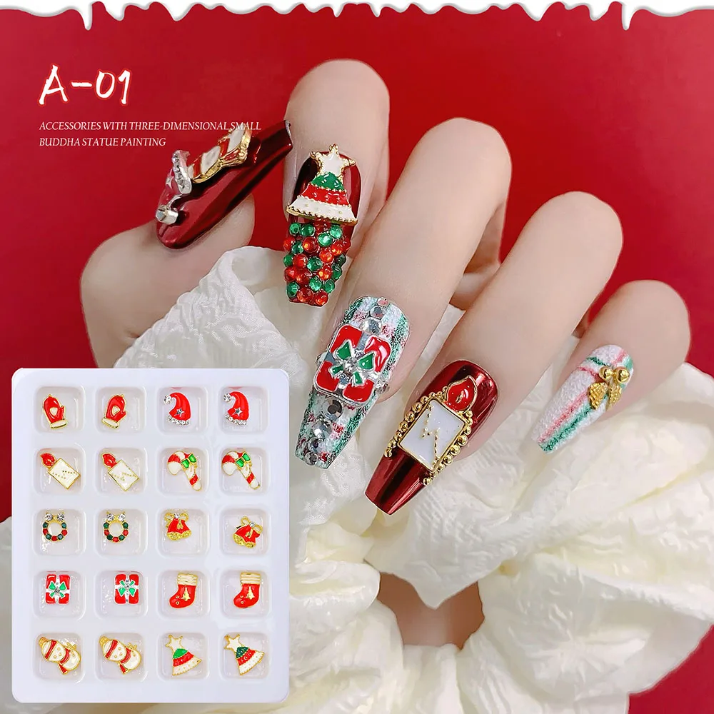 

1pcs Christmas Nail Art Diamond Nail Decor Manicure Metal Snowflake DIY Nail Jewelry Snowman Tree Nail Art Accessories